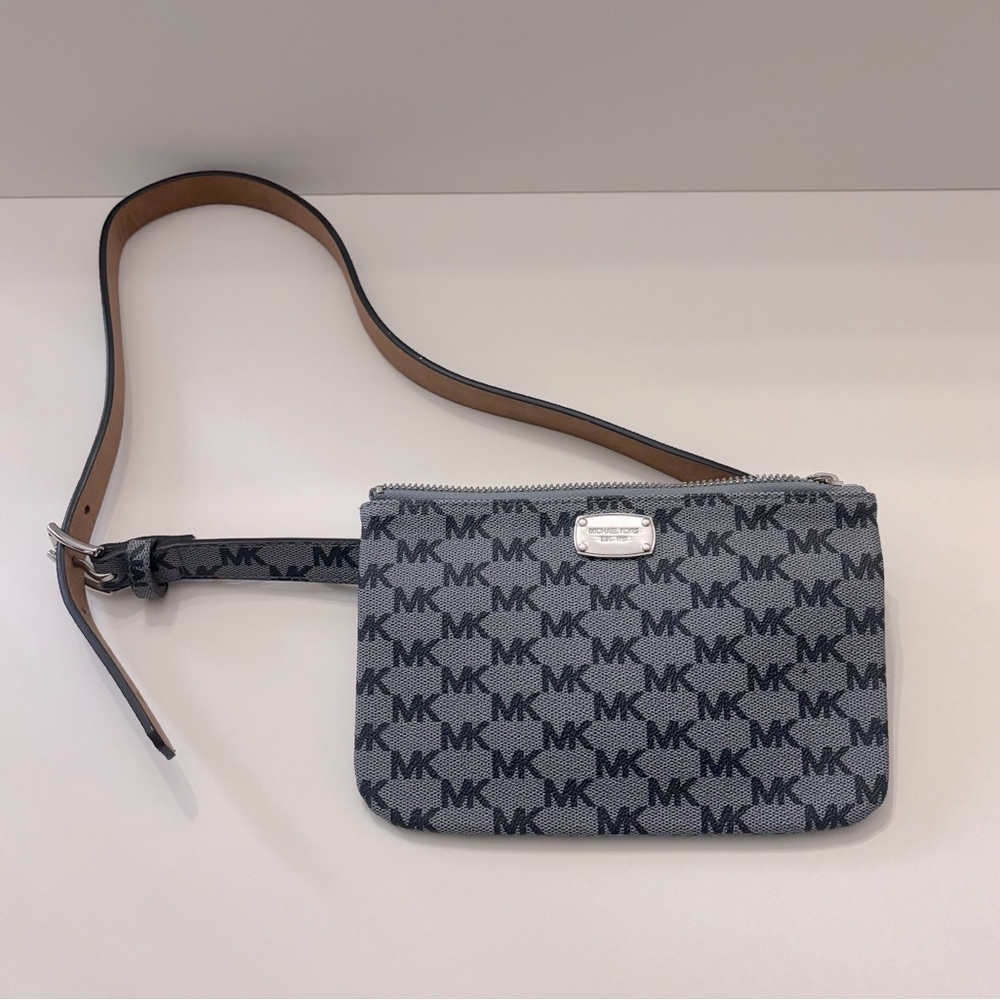 Michael Kors Black and Gray Monogram Pouch